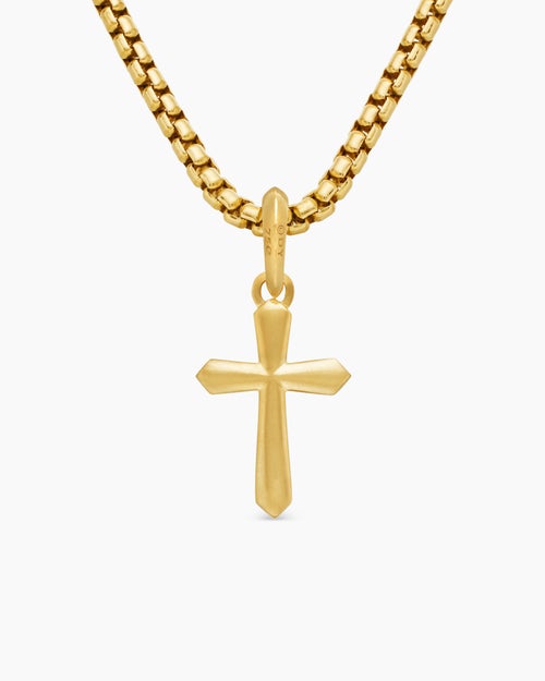 Mens Cross Amulet in 18ct Yellow Gold, 19mm