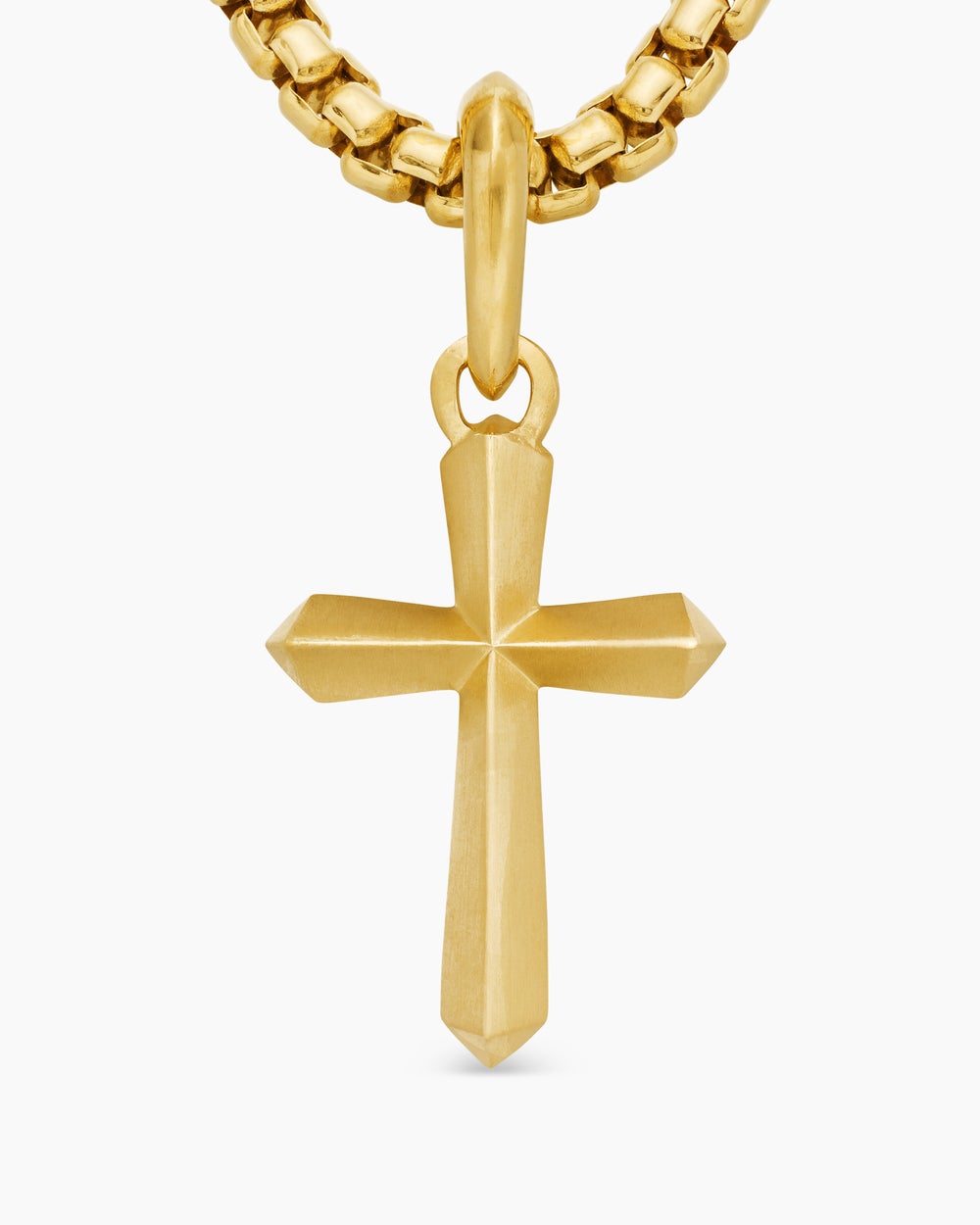 Mens Cross Amulet in 18K Yellow Gold, 19mm