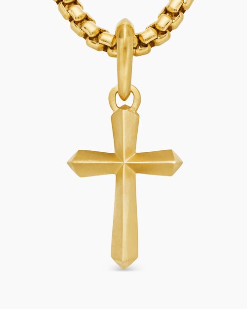 Mens Cross Amulet in 18ct Yellow Gold, 19mm