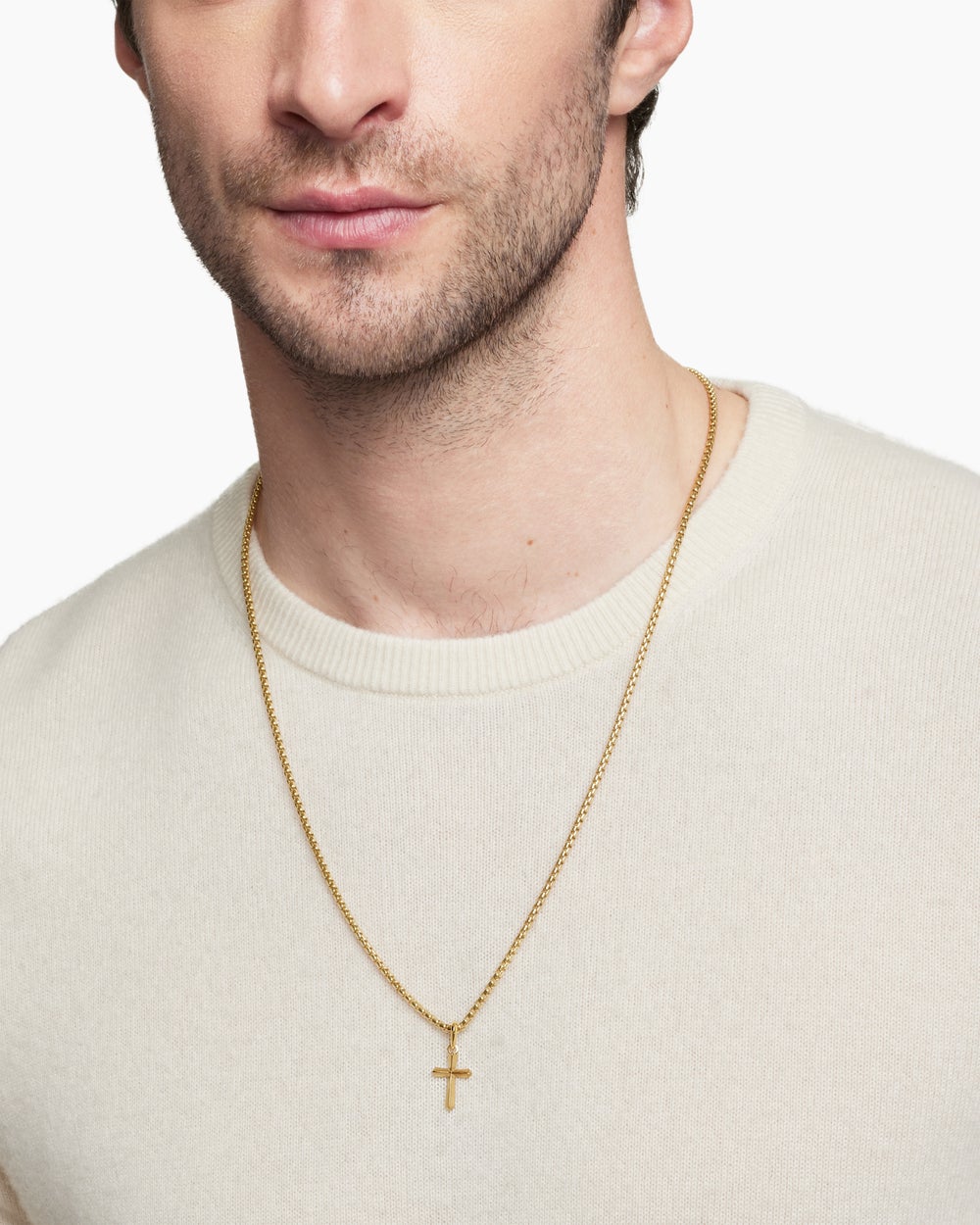 Mens Cross Amulet in 18K Yellow Gold, 19mm