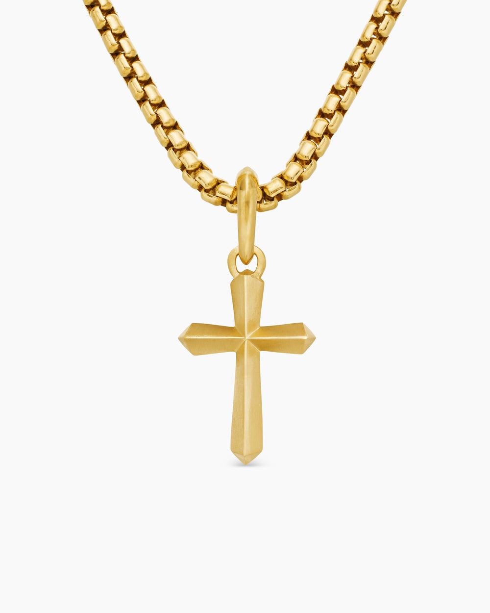 Mens Cross Amulet in 18K Yellow Gold, 19mm