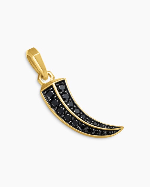 Mens Claw Amulet in 18K Yellow Gold with Black Diamonds, 25mm