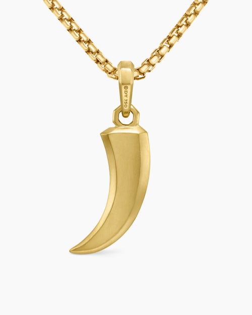 Mens Claw Amulet in 18K Yellow Gold with Black Diamonds, 25mm