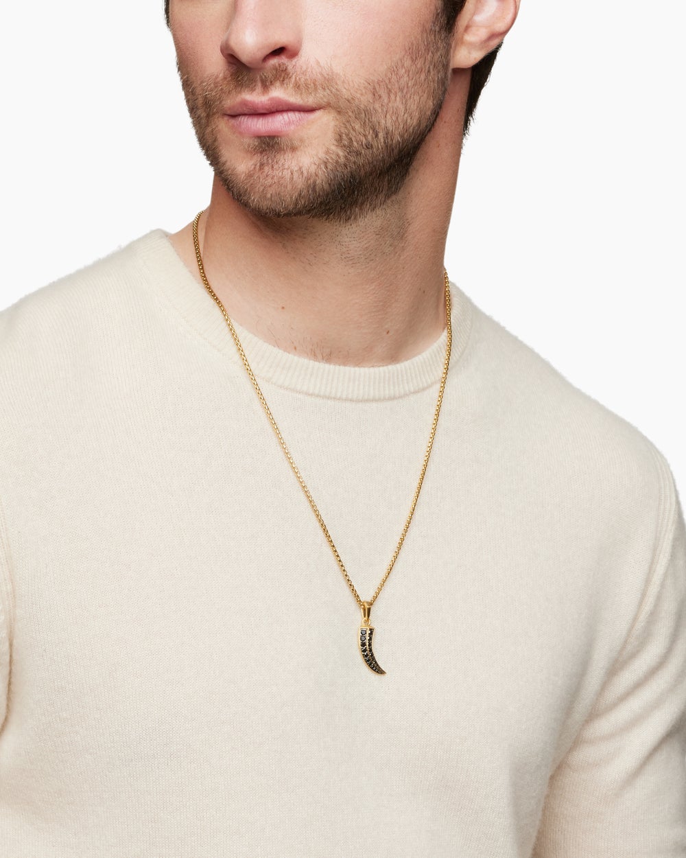 Mens Claw Amulet in 18K Yellow Gold with Black Diamonds, 25mm
