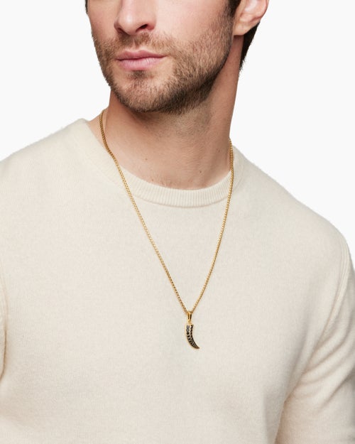 Mens Claw Amulet in 18K Yellow Gold with Black Diamonds, 25mm