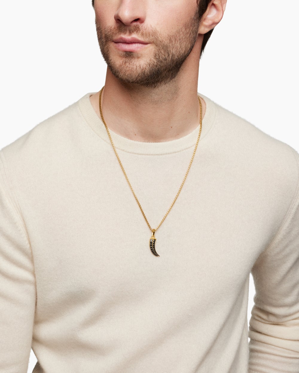 Mens Claw Amulet in 18K Yellow Gold with Black Diamonds, 25mm