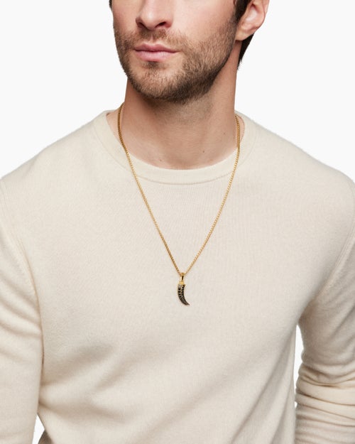 Mens Claw Amulet in 18K Yellow Gold with Black Diamonds, 25mm