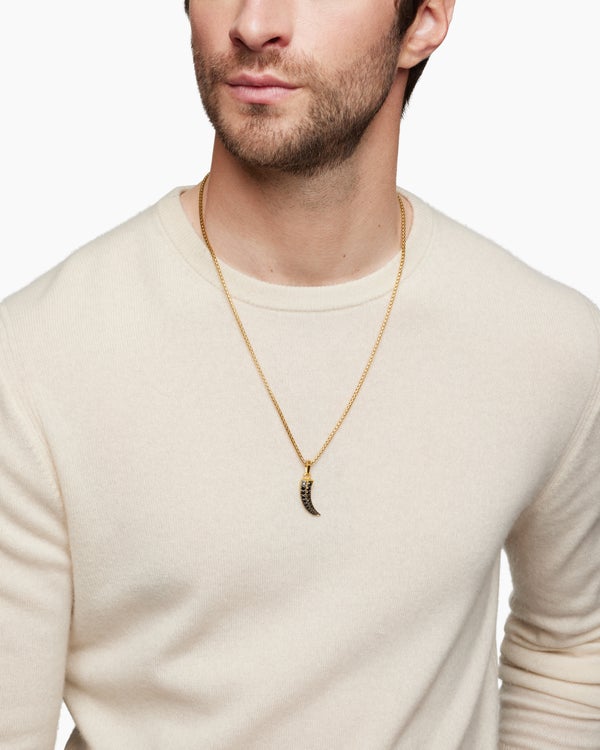 Claw Amulet in 18K Yellow Gold with Black Diamonds, 25mm