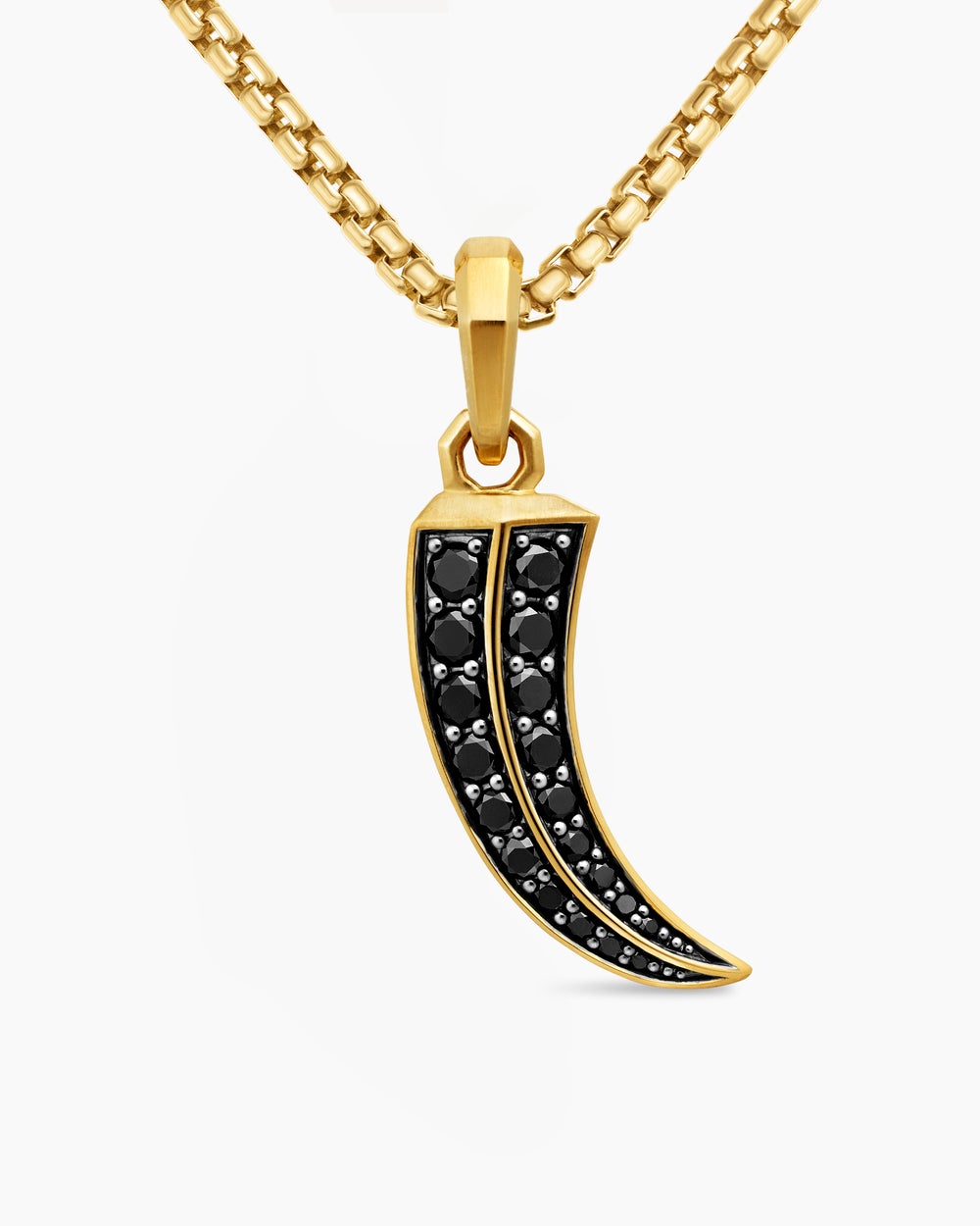 Mens Claw Amulet in 18K Yellow Gold with Black Diamonds, 25mm