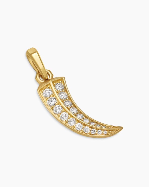 Claw Amulet in 18K Yellow Gold with Diamonds, 25mm