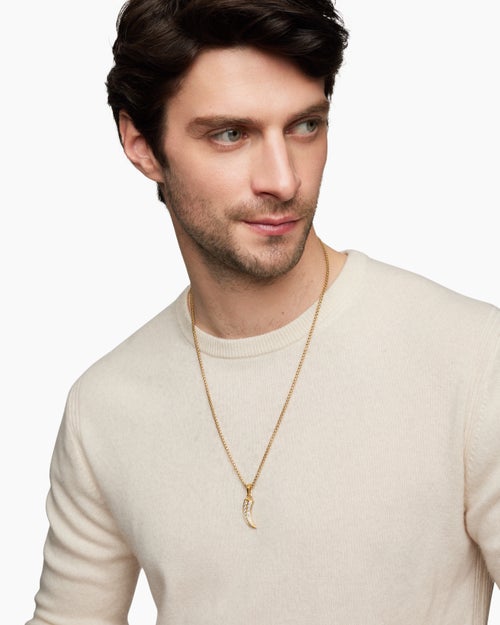 Mens Claw Amulet in 18K Yellow Gold with Diamonds, 25mm