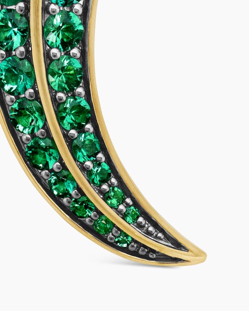 Mens Claw Amulet in 18K Yellow Gold with Emeralds, 25mm