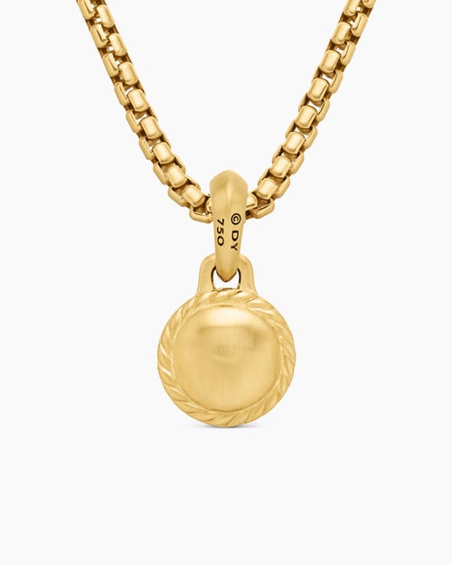 Mens Evil Eye Amulet in 18K Yellow Gold with Emerald, 14.5mm