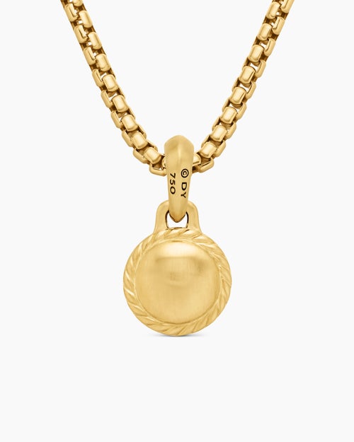 Mens Evil Eye Amulet in 18K Yellow Gold with Blue Sapphire, 14.5mm