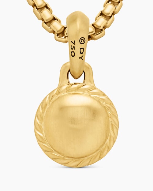 Mens Evil Eye Amulet in 18K Yellow Gold with Blue Sapphire, 14.5mm