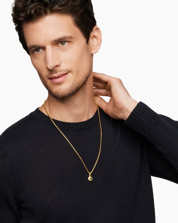 Evil Eye Amulet in 18K Yellow Gold with Blue Sapphire, 14.5mm