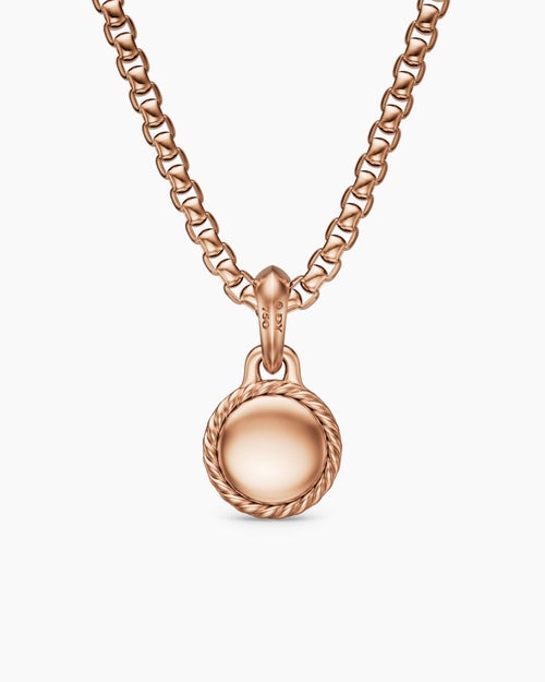 Mens Evil Eye Amulet in 18K Rose Gold with Cognac Diamond, 15mm