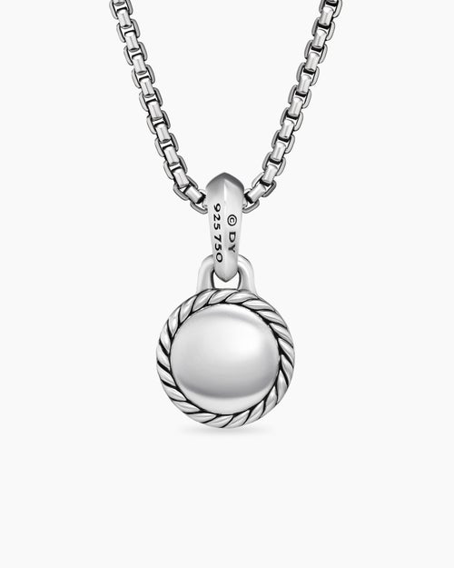 Mens Evil Eye Amulet in Sterling Silver with 18K Yellow Gold and Emerald, 14.5mm