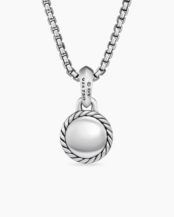 Evil Eye Amulet in Sterling Silver with 18K Yellow Gold and Emerald, 14.5mm