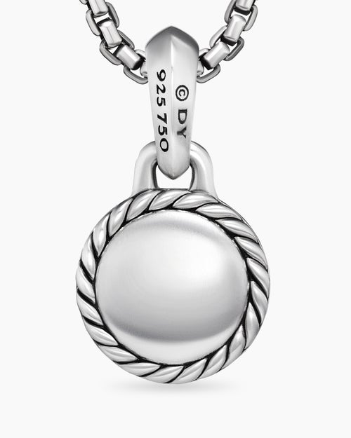 Mens Evil Eye Amulet in Sterling Silver with 18K Yellow Gold and Emerald, 14.5mm