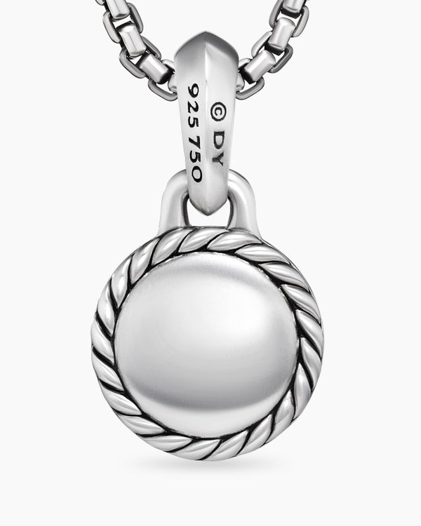 Evil Eye Amulet in Sterling Silver with 18K Yellow Gold and Emerald, 14.5mm