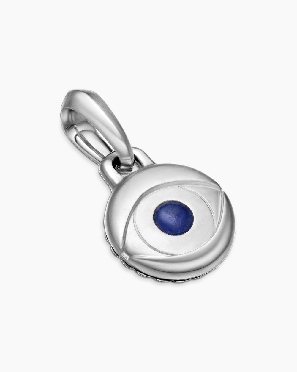 Mens Evil Eye Amulet in Sterling Silver with Lapis, 14.5mm
