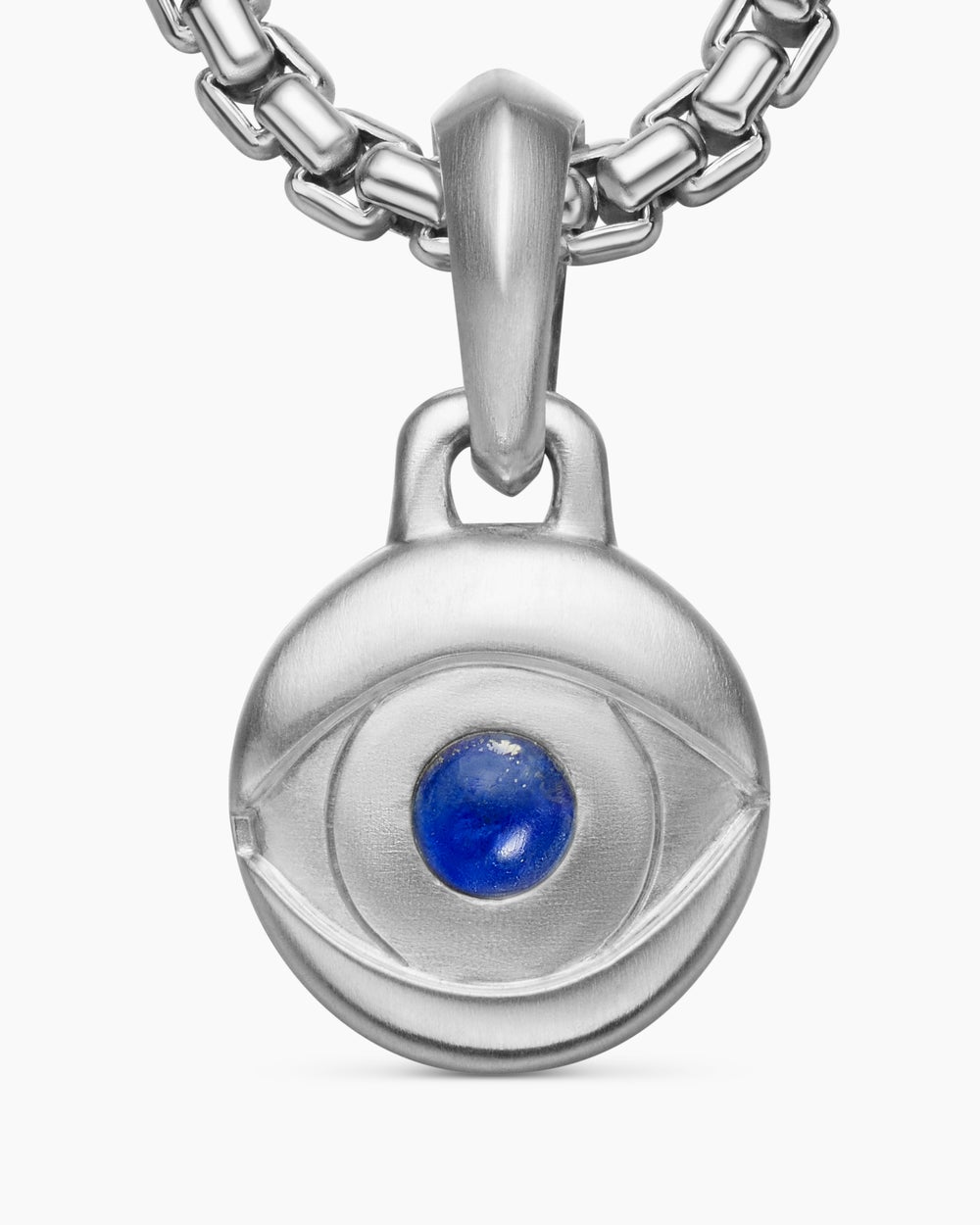 Mens Evil Eye Amulet in Sterling Silver with Lapis, 14.5mm