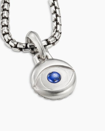Evil Eye Amulet in Sterling Silver with Lapis, 14.5mm