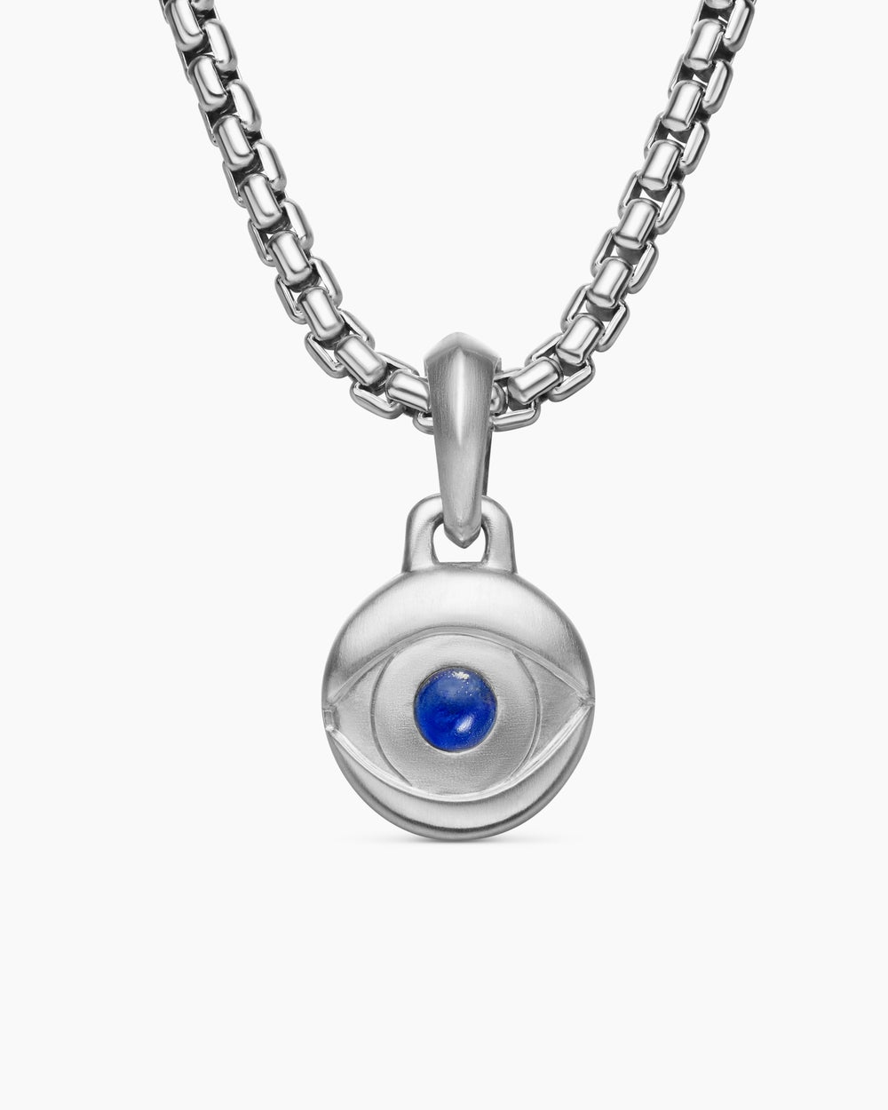 Mens Evil Eye Amulet in Sterling Silver with Lapis, 14.5mm