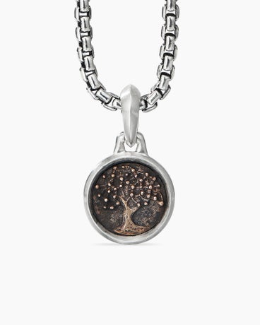 Tree of Life Amulet in Sterling Silver with Bronze, 13.6mm