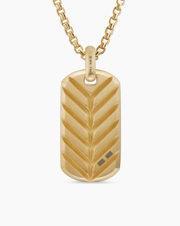Chevron Tag in 18K Yellow Gold with Diamonds, 42mm