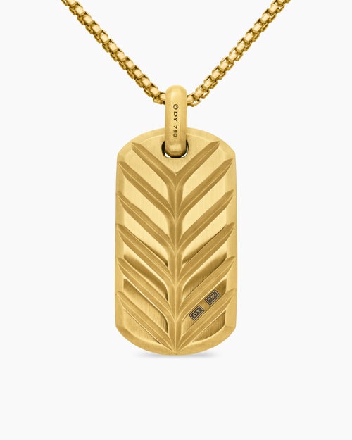 Mens Chevron Tag in 18K Yellow Gold with Diamonds, 42mm