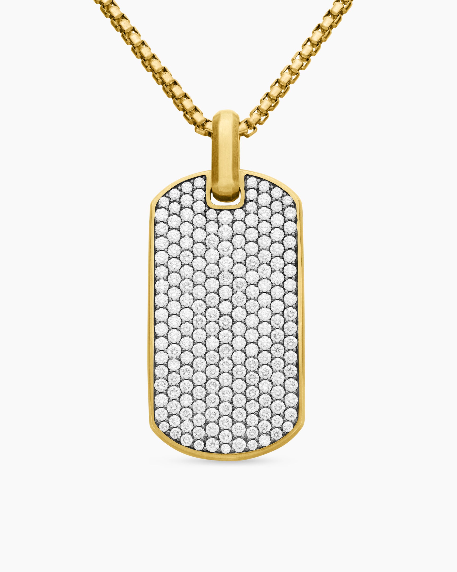 Product image for Chevron Tag In 18K Yellow Gold With Diamonds, 42Mm