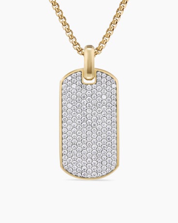 Chevron Tag in 18K Yellow Gold with Diamonds, 42mm