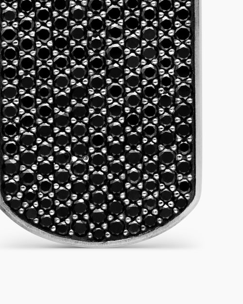 Mens Chevron Tag in Sterling Silver with Black Diamonds, 42mm