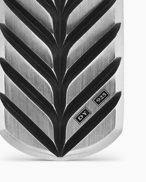 Mens Chevron Tag in Sterling Silver with Black Diamonds, 42mm