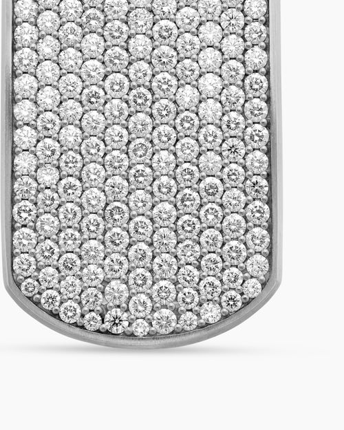 Mens Chevron Tag in Sterling Silver with Diamonds, 42mm