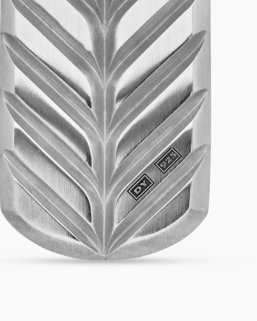 Mens Chevron Tag in Sterling Silver with Diamonds, 42mm