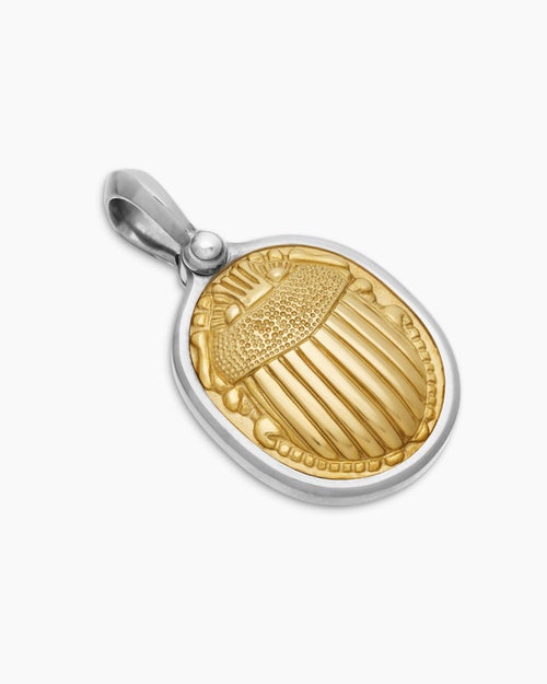 Mens Petrvs® Scarab Amulet in Sterling Silver with 18K Yellow Gold, 24mm