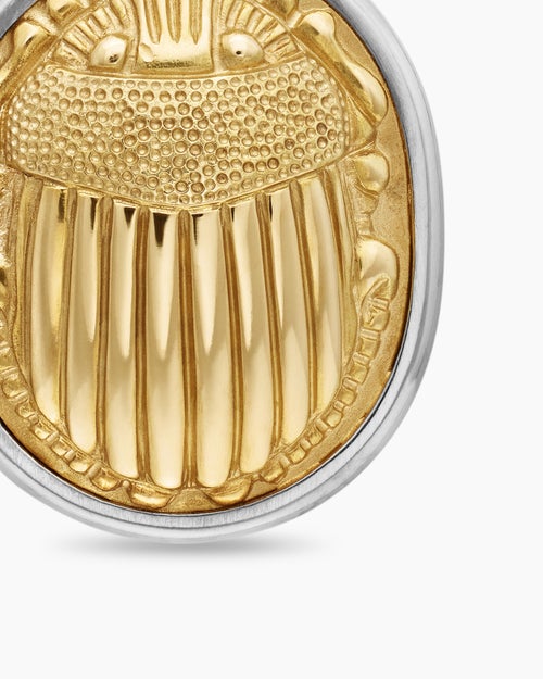 Mens Petrvs® Scarab Amulet in Sterling Silver with 18K Yellow Gold, 24mm