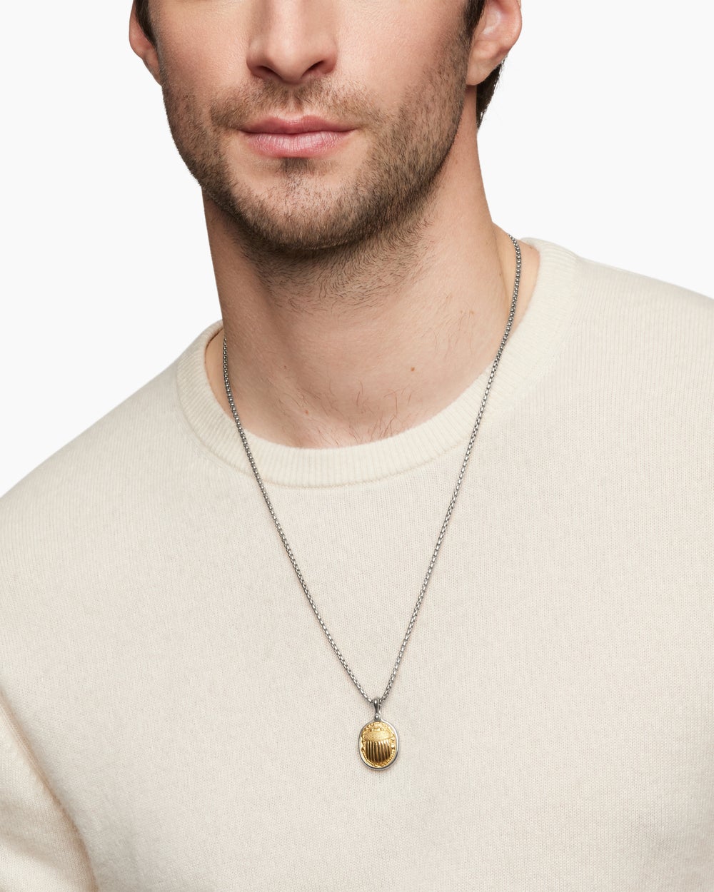 Amulette scarabée Petrvs® en argent sterling avec or jaune 18 carats, 32,3 mm hommes