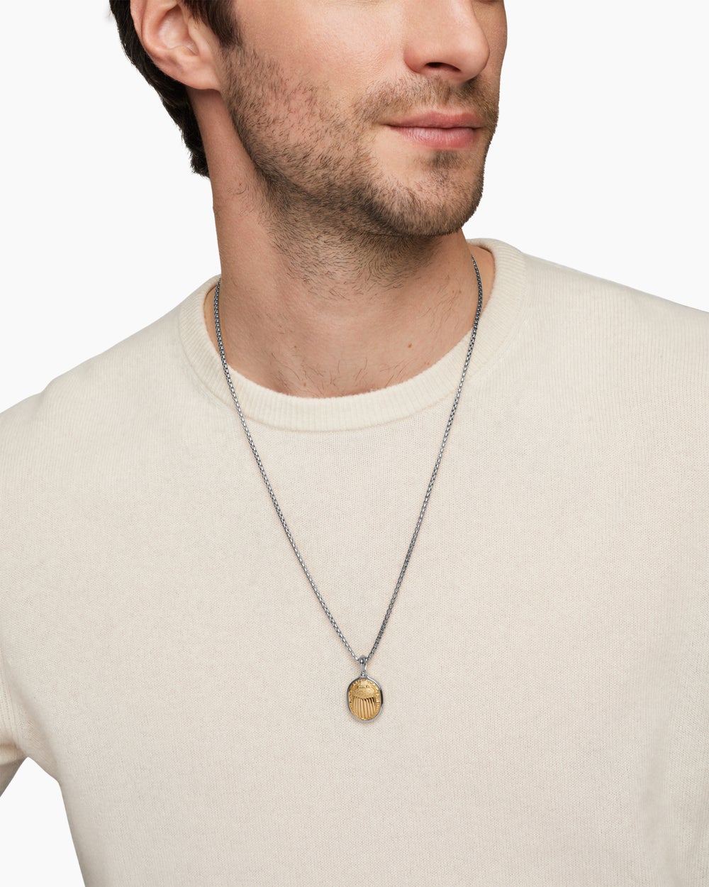 Amulette scarabée Petrvs® en argent sterling avec or jaune 18 carats, 32,3 mm hommes