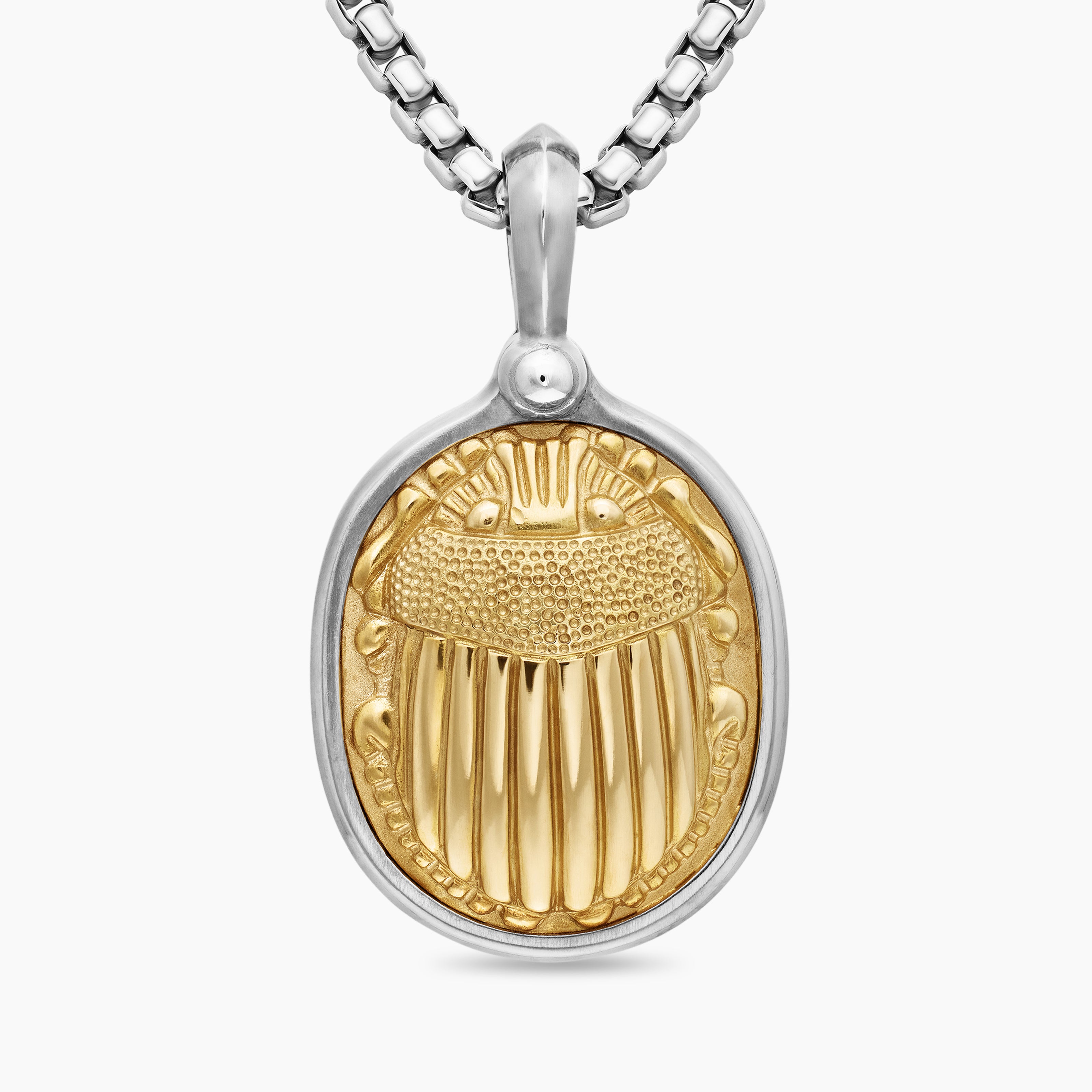 Amulette scarab&eacute;e Petrvs&reg; en argent sterling avec or jaune 18 carats, 32,3 mm hommes 