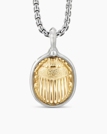 Petrvs® Scarab Amulet in Sterling Silver with 18K Yellow Gold, 32.3mm