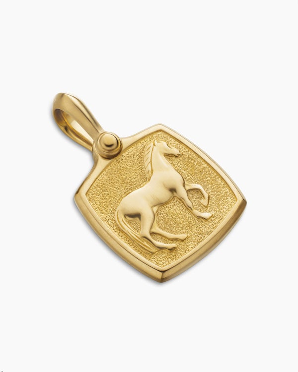Amulette cheval Petrvs® en or jaune 18 carats, 19 mm