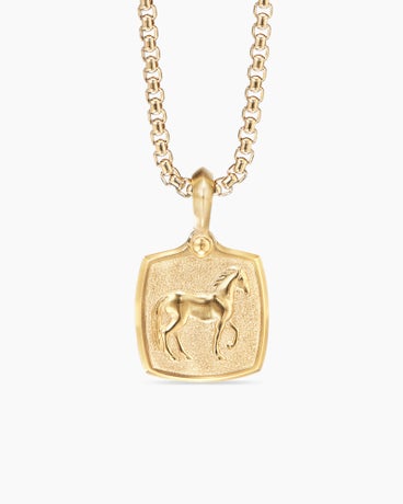 Collier porte-amulette cheval Petrvs® en or jaune 18 carats, 19 mm