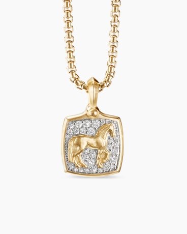 Petrvs® Horse Amulet in 18K Yellow Gold with Diamonds, 19mm