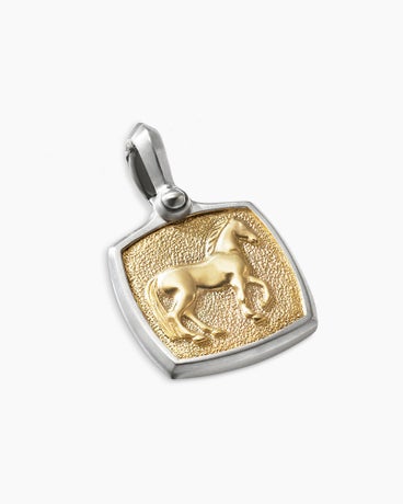 Petrvs® Horse Amulet in Sterling Silver with 18K Yellow Gold, 19mm