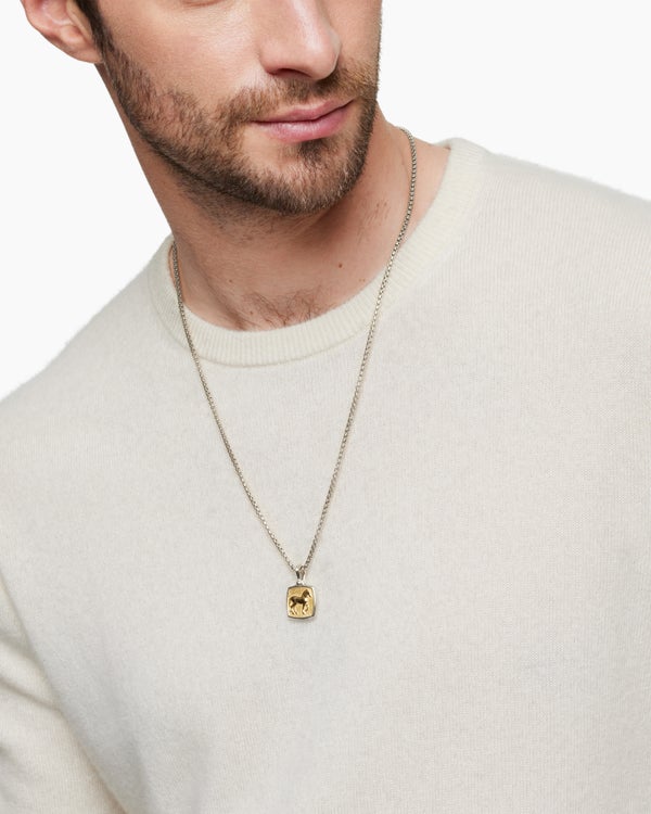 Amulette cheval Petrvs® en argent sterling avec or jaune 18 carats, 19 mm