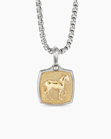 Petrvs® Horse Amulet in Sterling Silver with 18K Yellow Gold, 19mm
